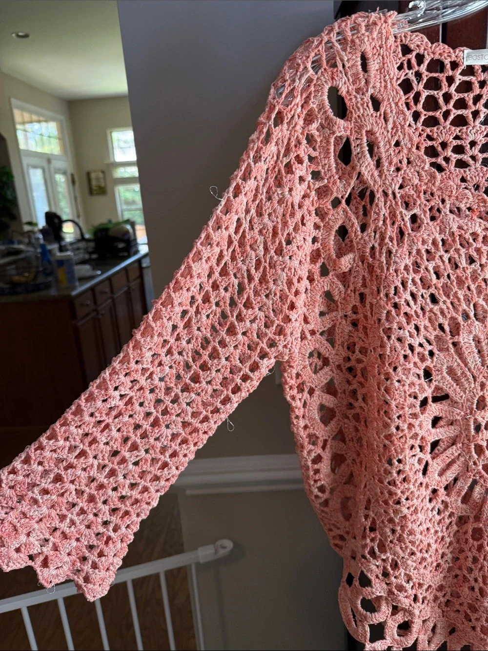 Boston Proper Peach Crochet Openwork Top - Picture 3 of 5